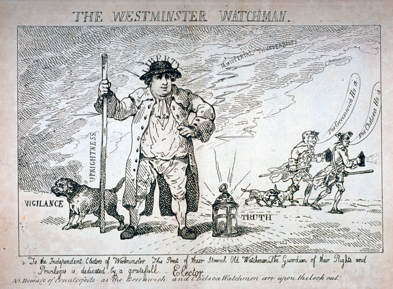 Der Westminster Wächter, 1784 von Thomas Rowlandson