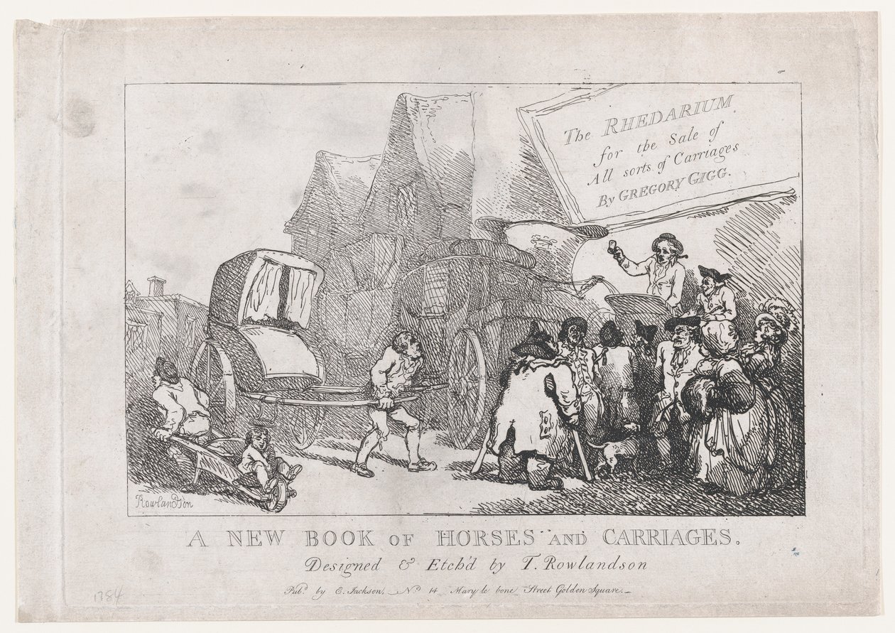 Titelseite: Ein neues Buch über Pferde und Kutschen, oder, Das Rhedarium zum Verkauf aller Arten... von Thomas Rowlandson