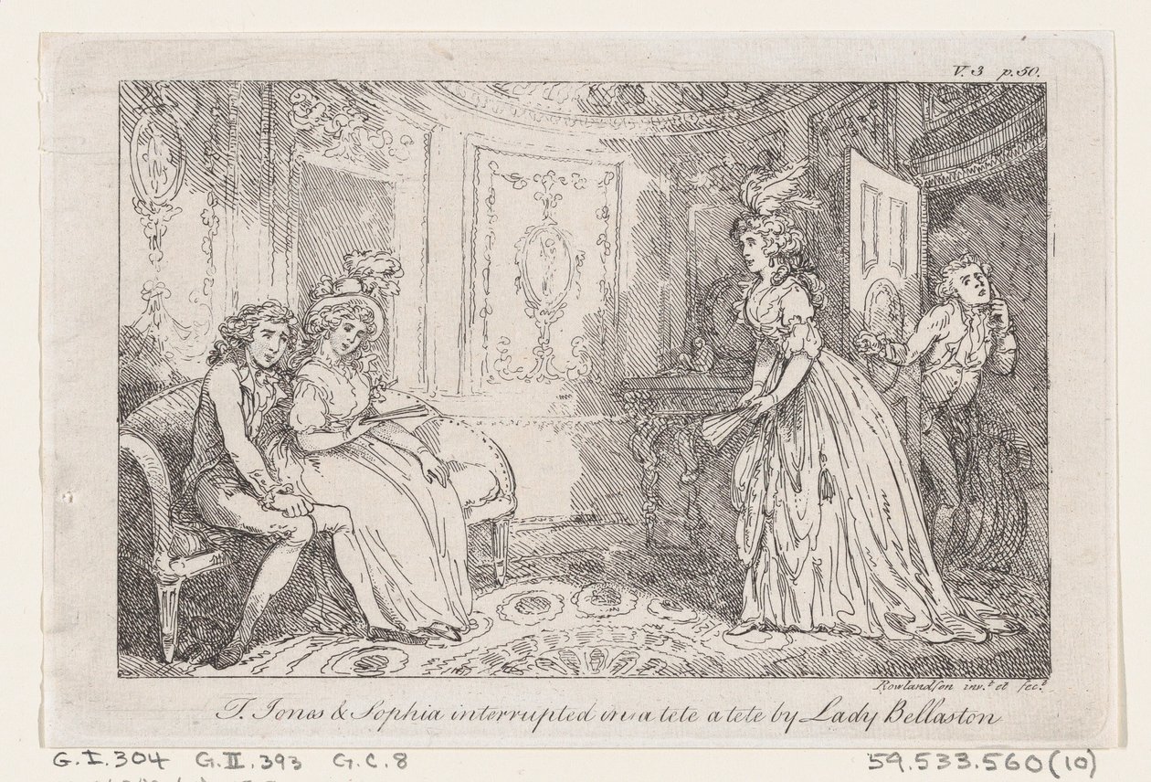 Tom Jones & Sophia unterbrochen in einem tête-à-tête von Lady Bellaston, aus Die Geschichte von Tom Jones, 1792 von Thomas Rowlandson
