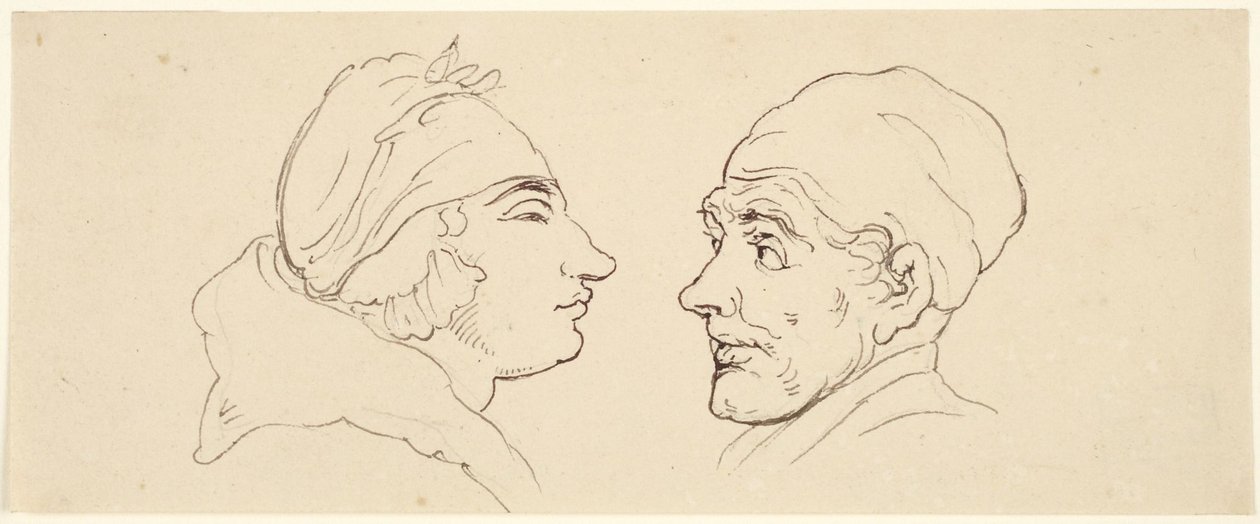 Zwei Karikaturen: Mann und Frau von Thomas Rowlandson