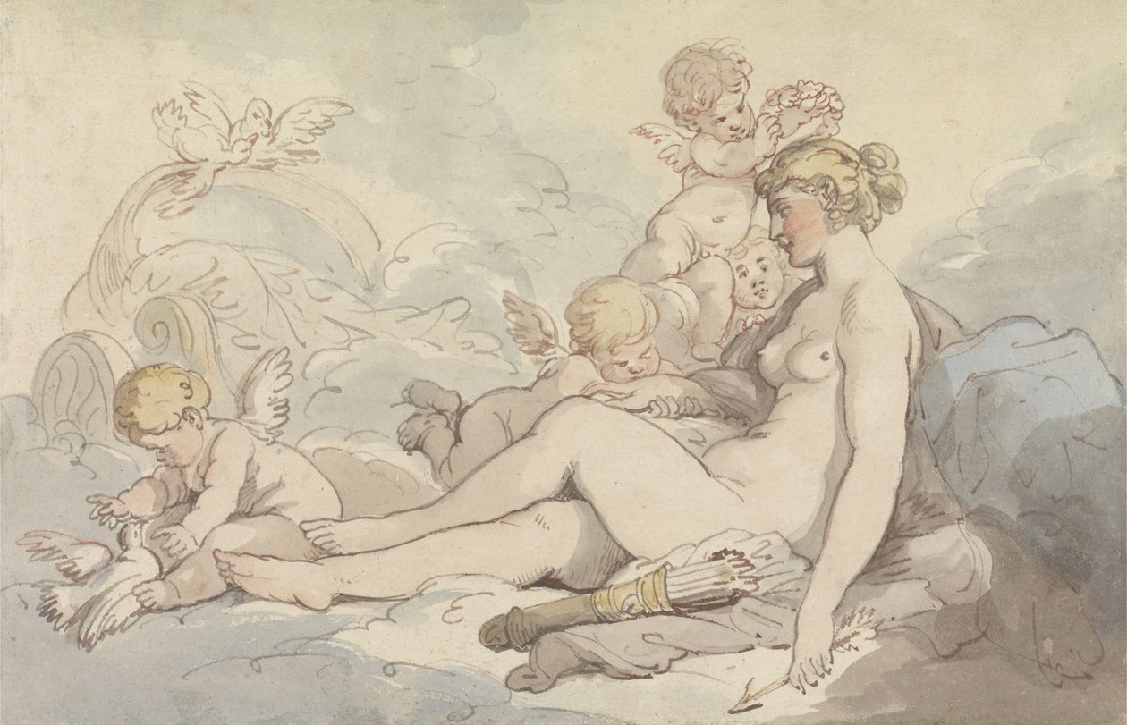 Venus von Amor gekrönt von Thomas Rowlandson
