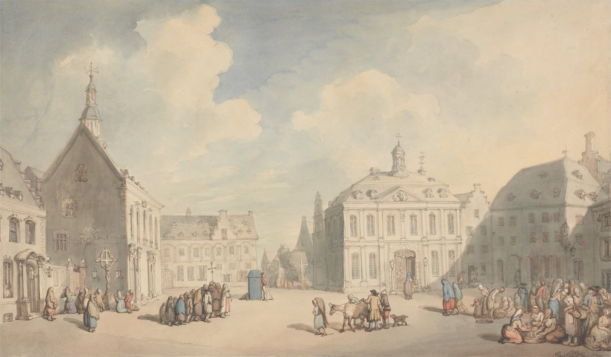 Ansicht des Marktplatzes in Jülich in Westfalen von Thomas Rowlandson