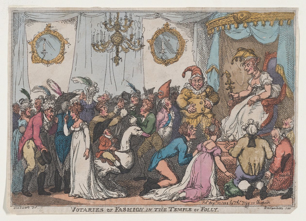 Modeanhänger im Tempel des Wahnsinns von Thomas Rowlandson