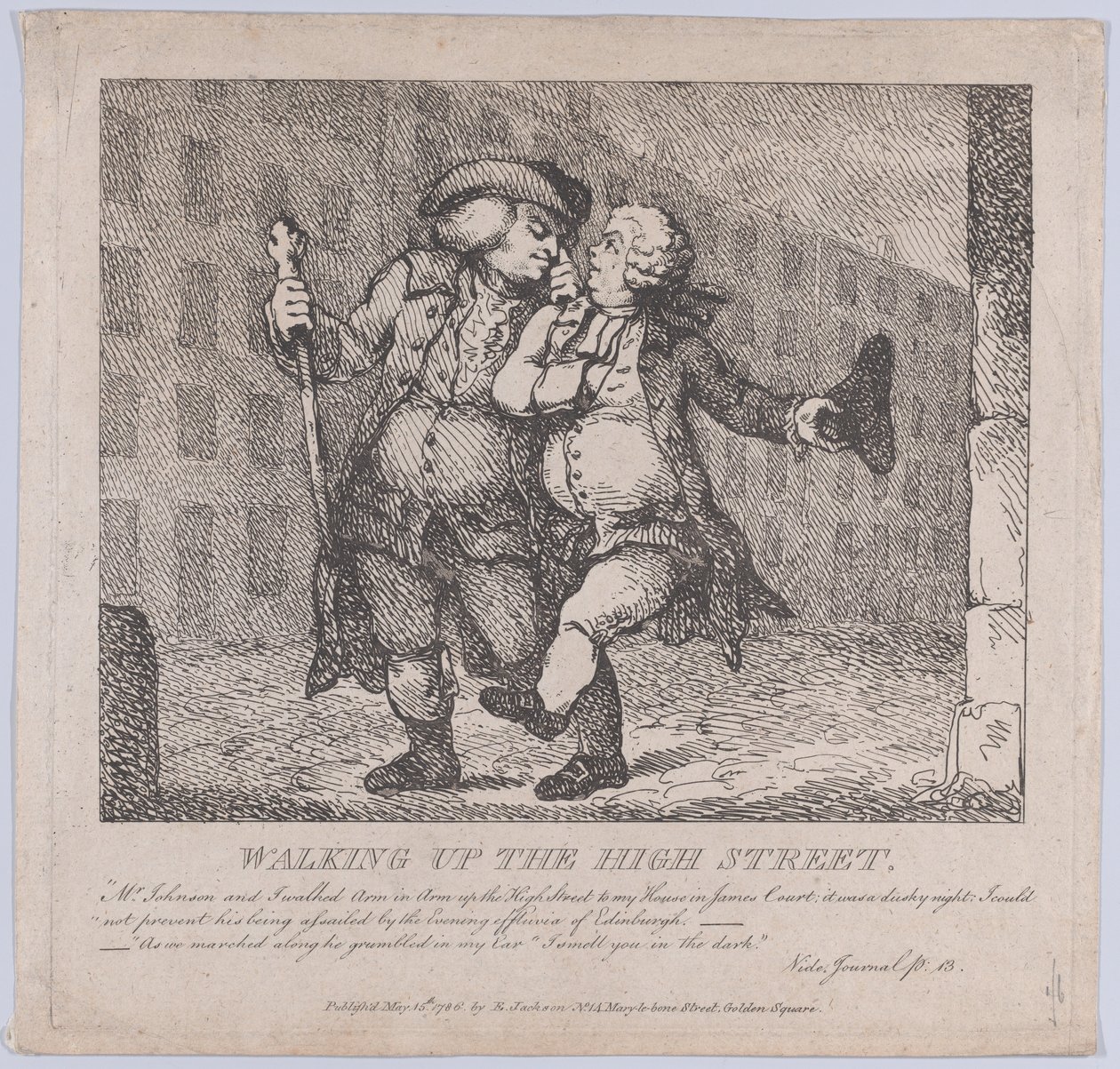 Die High Street hinaufgehen, Edinburgh, Malerische Schönheiten von Boswell, Teil F..., 15. Mai 1786 von Thomas Rowlandson