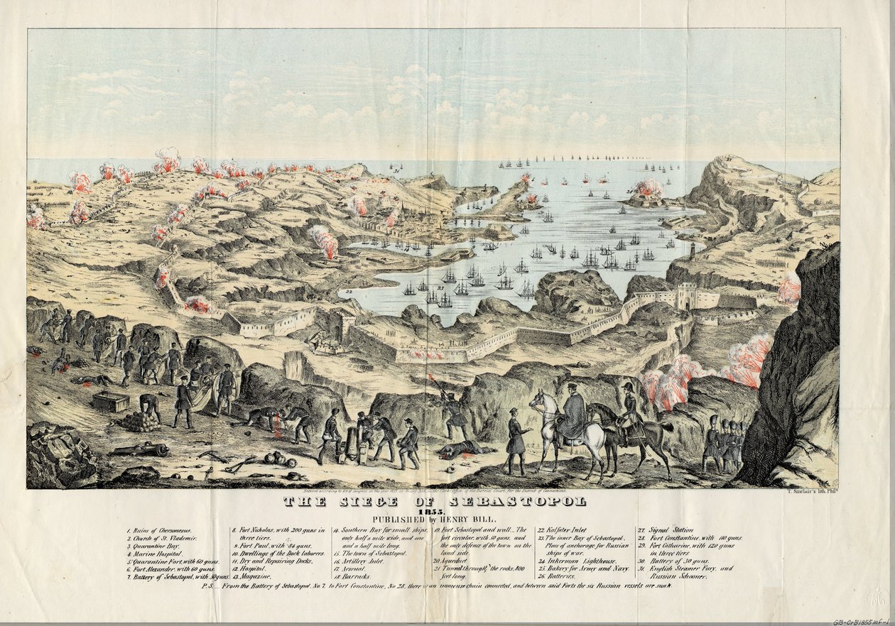 Die Belagerung von Sewastopol (1854-1855) - Sinclair, Thomas S. (ca. 1805-1881) - 1855 - Lithographie, Aquarell von Thomas S. Sinclair