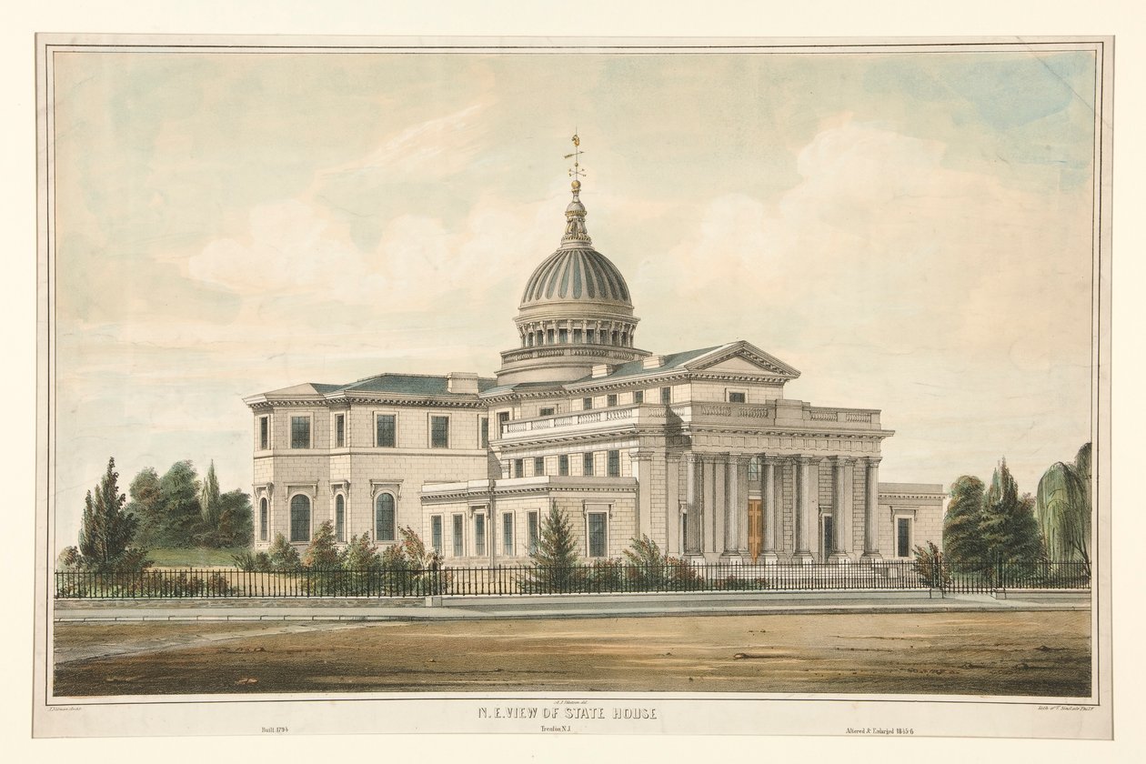 N.O. Ansicht des State House, erbaut 1794 - Trenton, N.J. Verändert & vergrößert 1845-6 von Thomas S. Sinclair