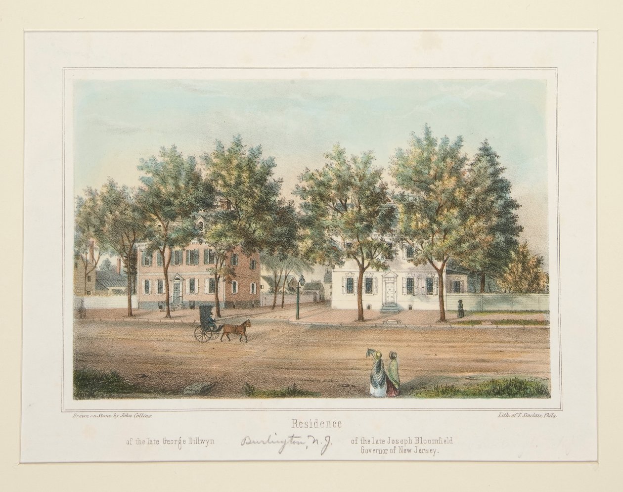 Residenz des verstorbenen George Dillwyn des verstorbenen Joseph Bloomfield (Burlington, NJ), aus 14 Ansichten von Burlington von Thomas S. Sinclair
