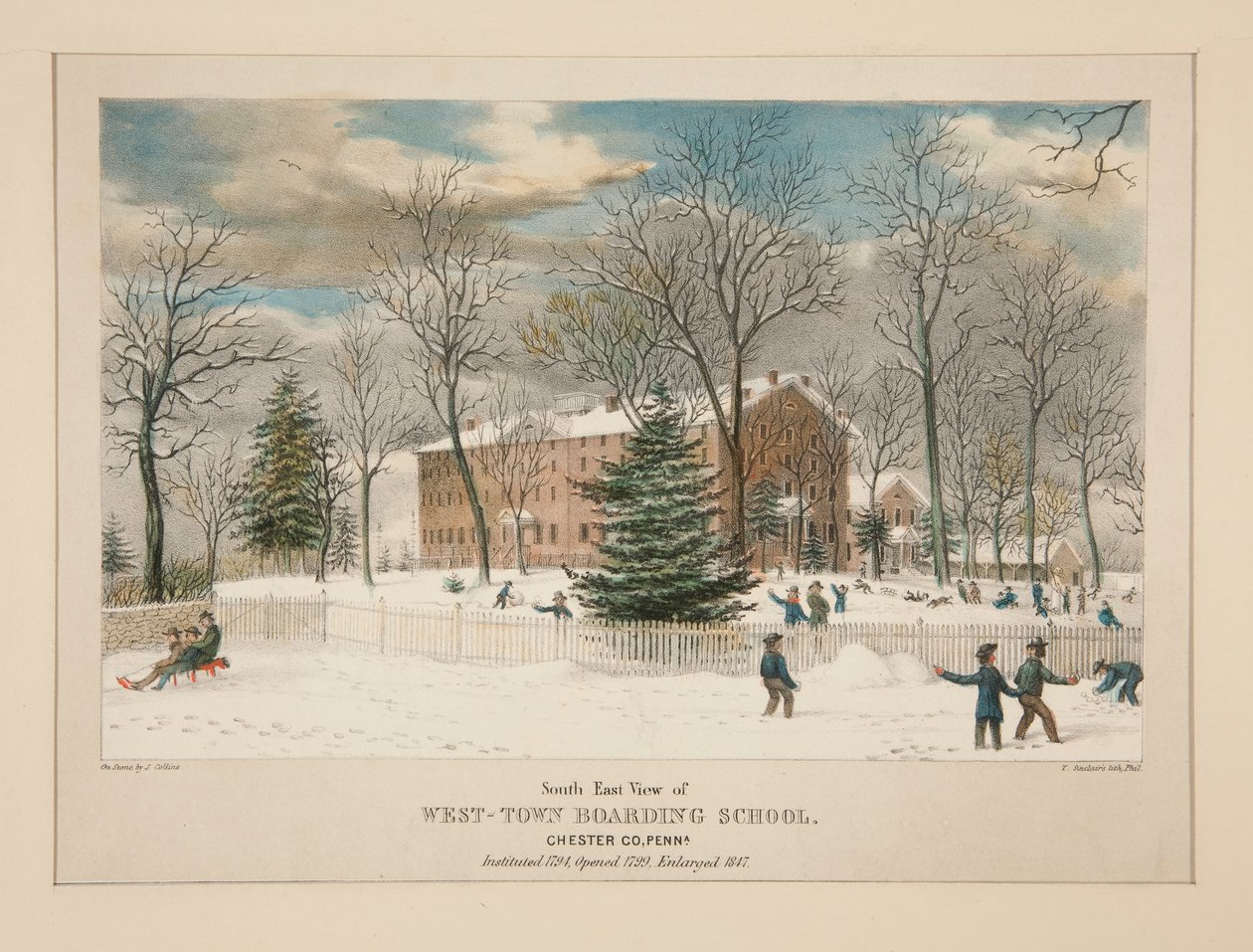 West-Town Internat (Südostansicht), Chester Co., Pa. von Thomas S. Sinclair
