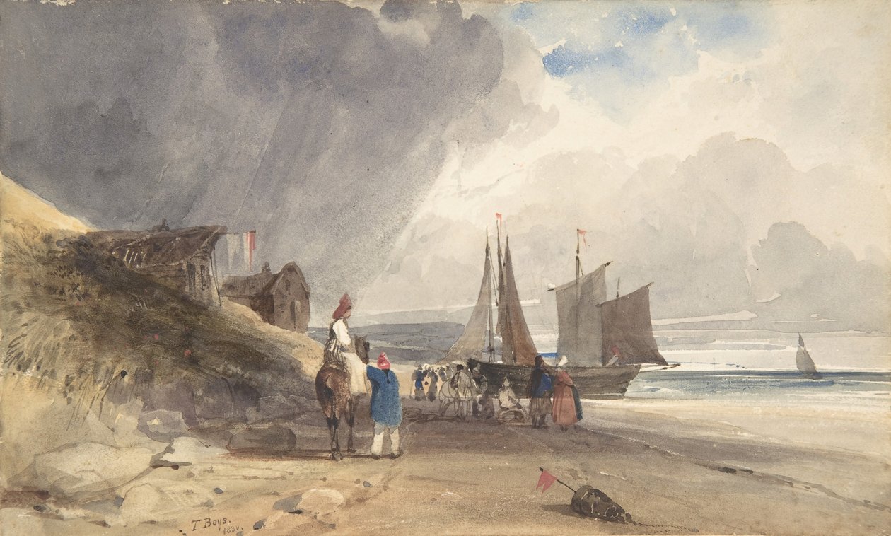 Figuren am Strand, Nordfrankreich, 1830 von Thomas Shotter Boys