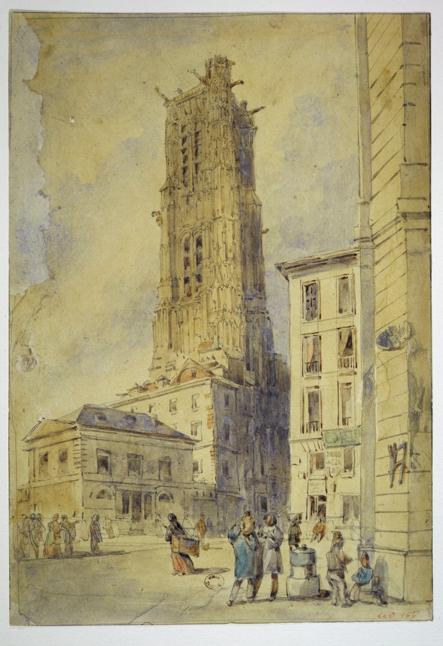 Der Turm Saint-Jacques vor seiner Freilegung, 1836 von Thomas Shotter Boys