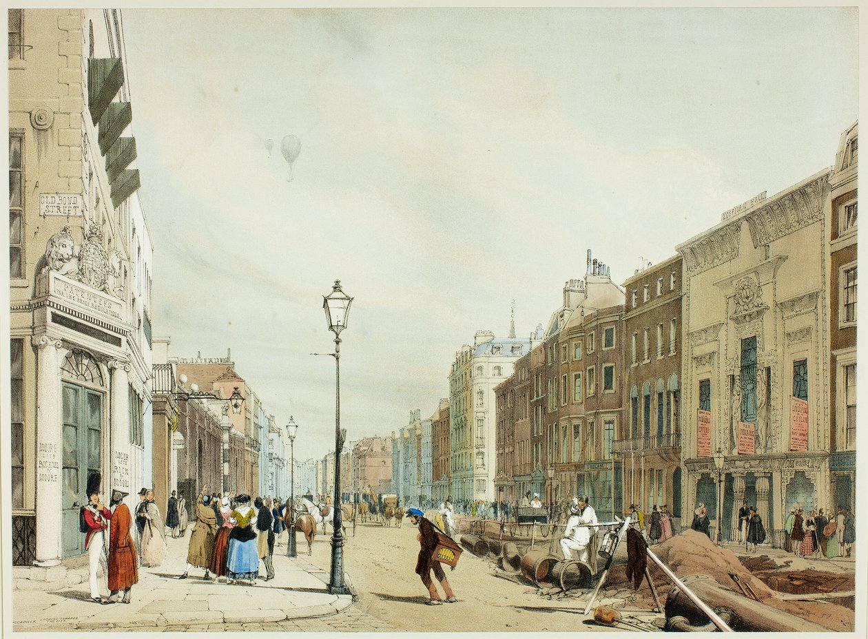 Piccadilly, Blick Richtung Stadt, Platte siebzehn aus Original Views of London as It Is von Thomas Shotter Boys