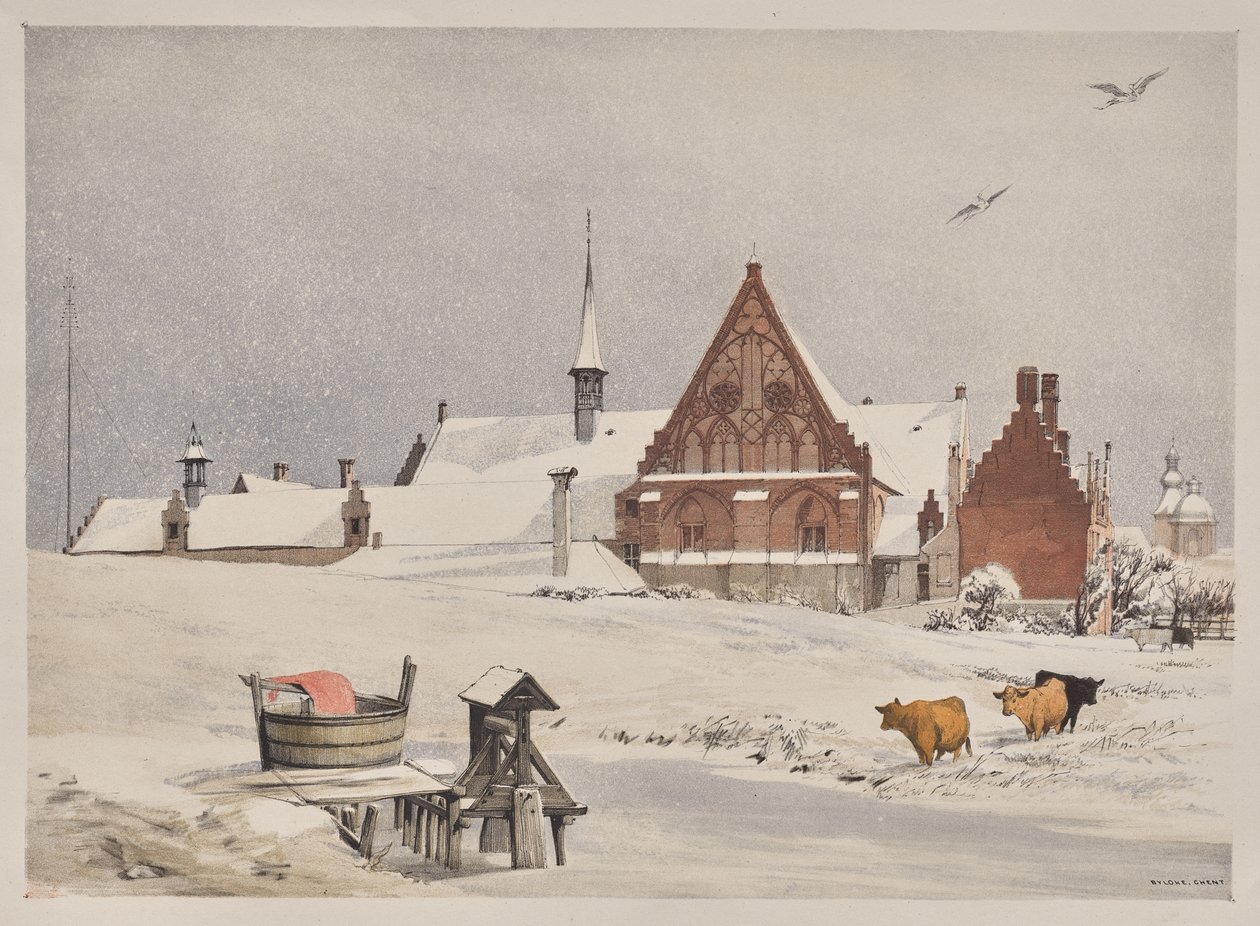 Malerische Architektur in Paris, Gent, Antwerpen, Rouen: Byloke, Gent, Belgien von Thomas Shotter Boys