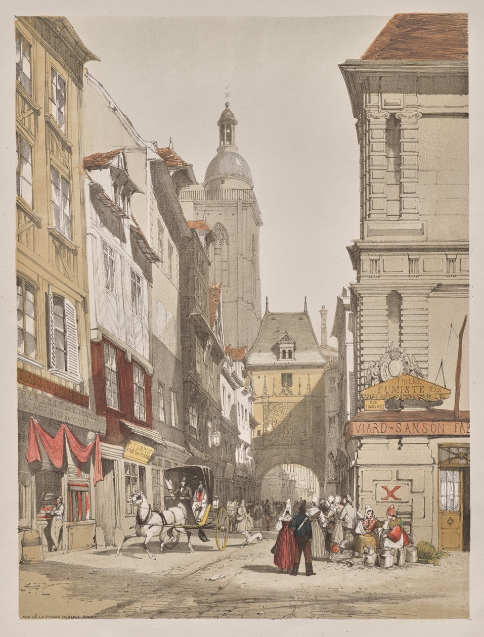 Malerische Architektur in Paris, Gent, Antwerpen, Rouen: Rue de la Crosse Horlogue, Rouen, Frankreich von Thomas Shotter Boys