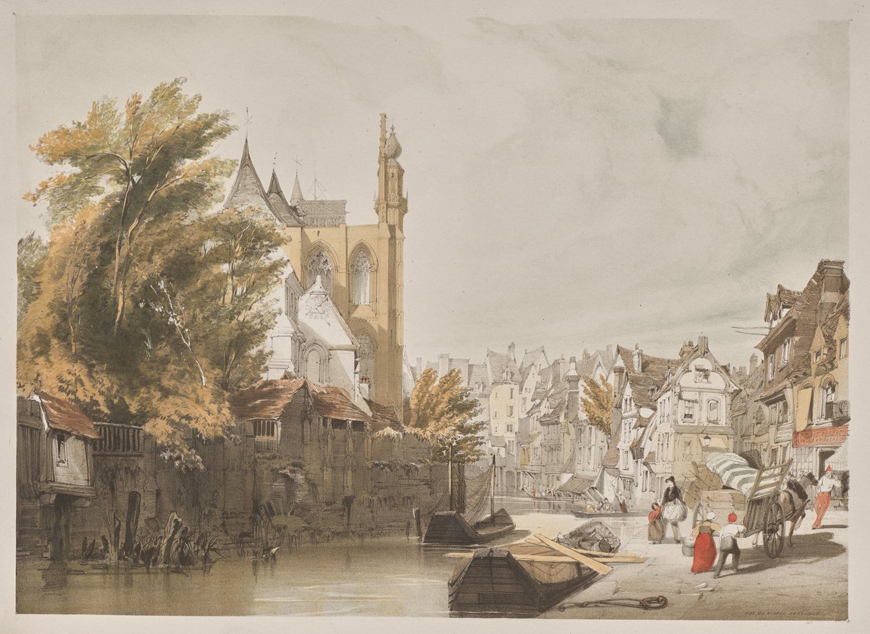 Malerische Architektur in Paris, Gent, Antwerpen, Rouen: Rue du Rivage, Abbeville, Frankreich von Thomas Shotter Boys