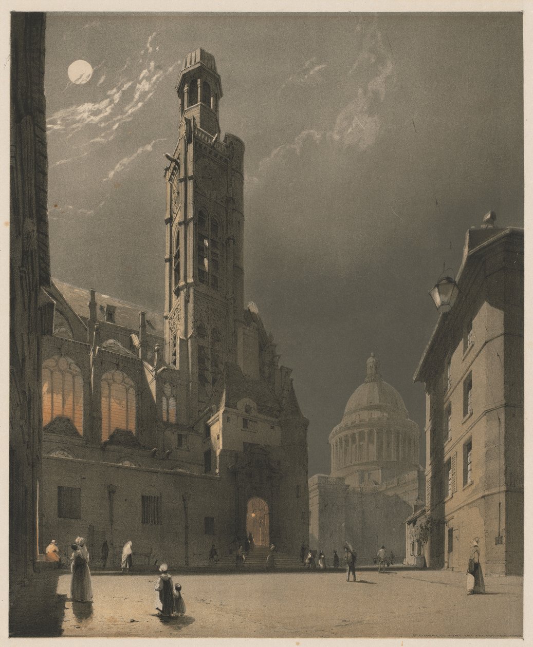 Malerische Architektur in Paris, Gent, Antwerpen, Rouen: St. Etienne du Mont und das Pantheon, Paris von Thomas Shotter Boys