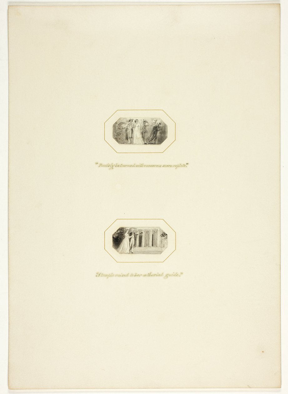Studie für eine Platte aus The Triumphs of Temper, im Royal Engagements Pocket Book von 1796 von Thomas Stothard
