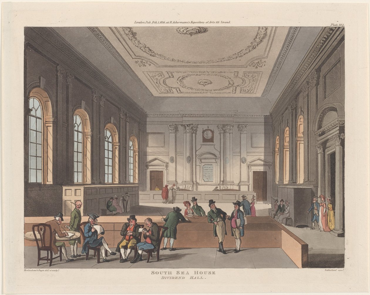 South Sea House, Dividend Hall, 1. Februar 1810 von Thomas Sutherland