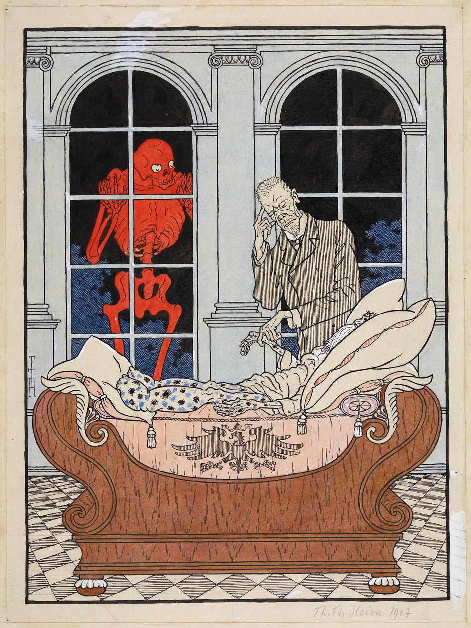 Der sterbende Reichstag; Simplicissimus XV/49, 1911 von Thomas Theodor Heine
