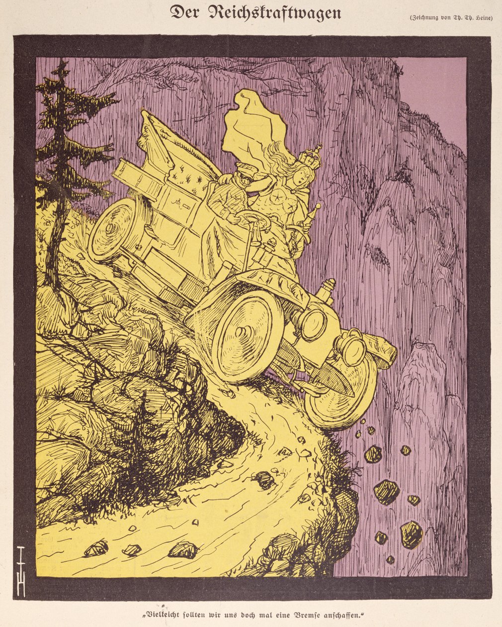Der Wagen des Deutschen Reiches, gefahren von Wilhelm II. (1859-1941), Illustration vom Titelblatt des 