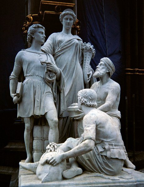 Handel, Skulpturengruppe vom Albert Memorial, fertiggestellt 1876 von Thomas Thornycroft