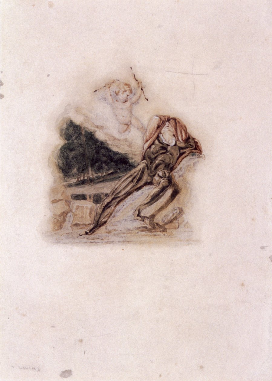 Amor und Liebhaber beklagen den Tod eines geliebten Menschen, ca. 1802-1857 von Thomas Uwins