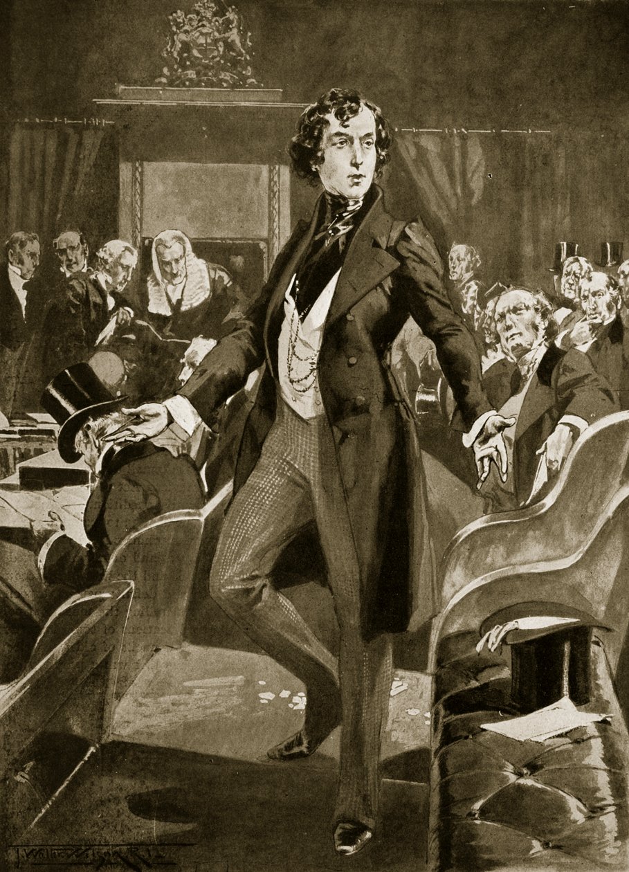 Disraelis erste Rede im Unterhaus, Illustration aus 