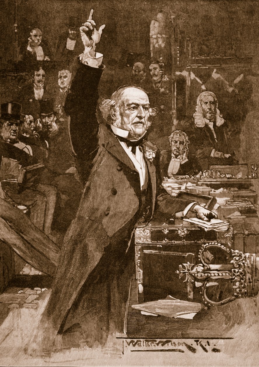 Einführung des Home Rule Bill: Mr. Gladstone hält seine Schlussrede, 1886, Illustration aus 