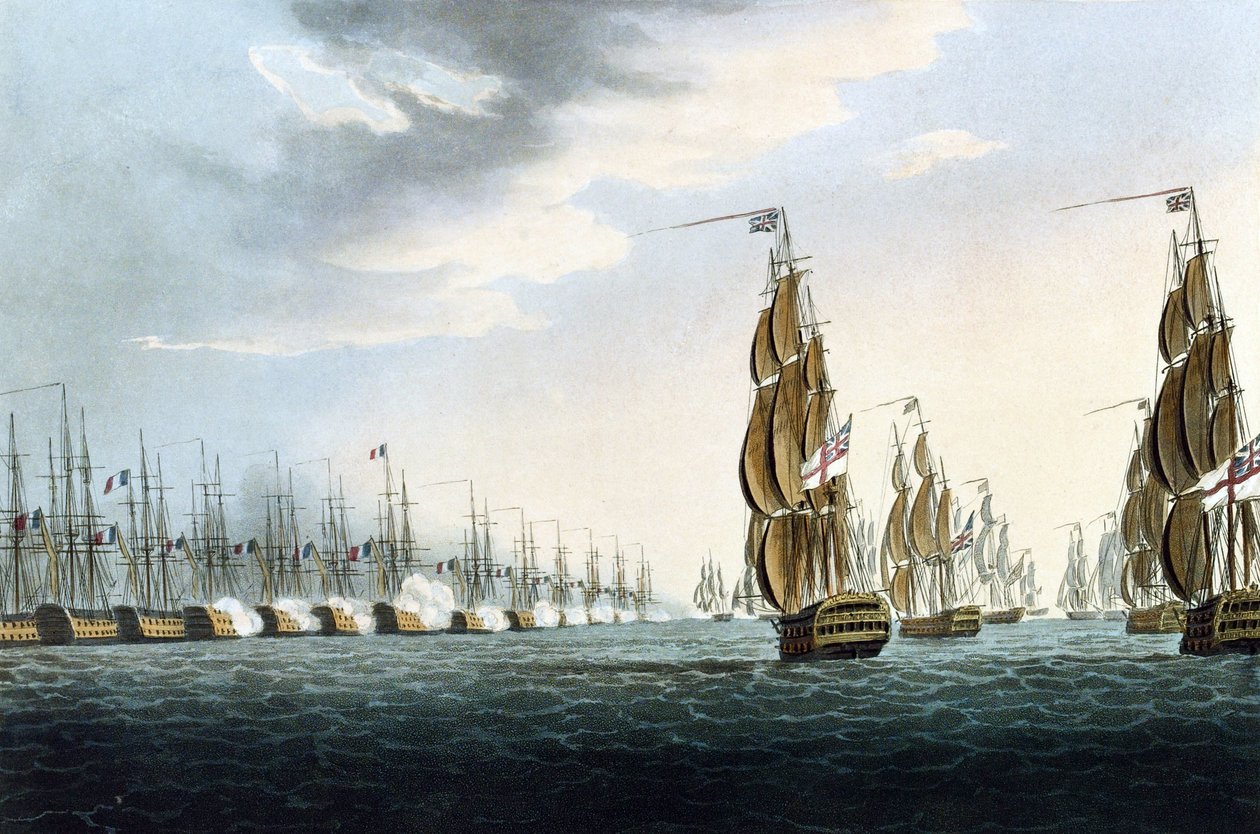 Die Schlacht von Abukir (oder Schlacht am Nil, Ägypten), 1. August von Thomas Whitcombe