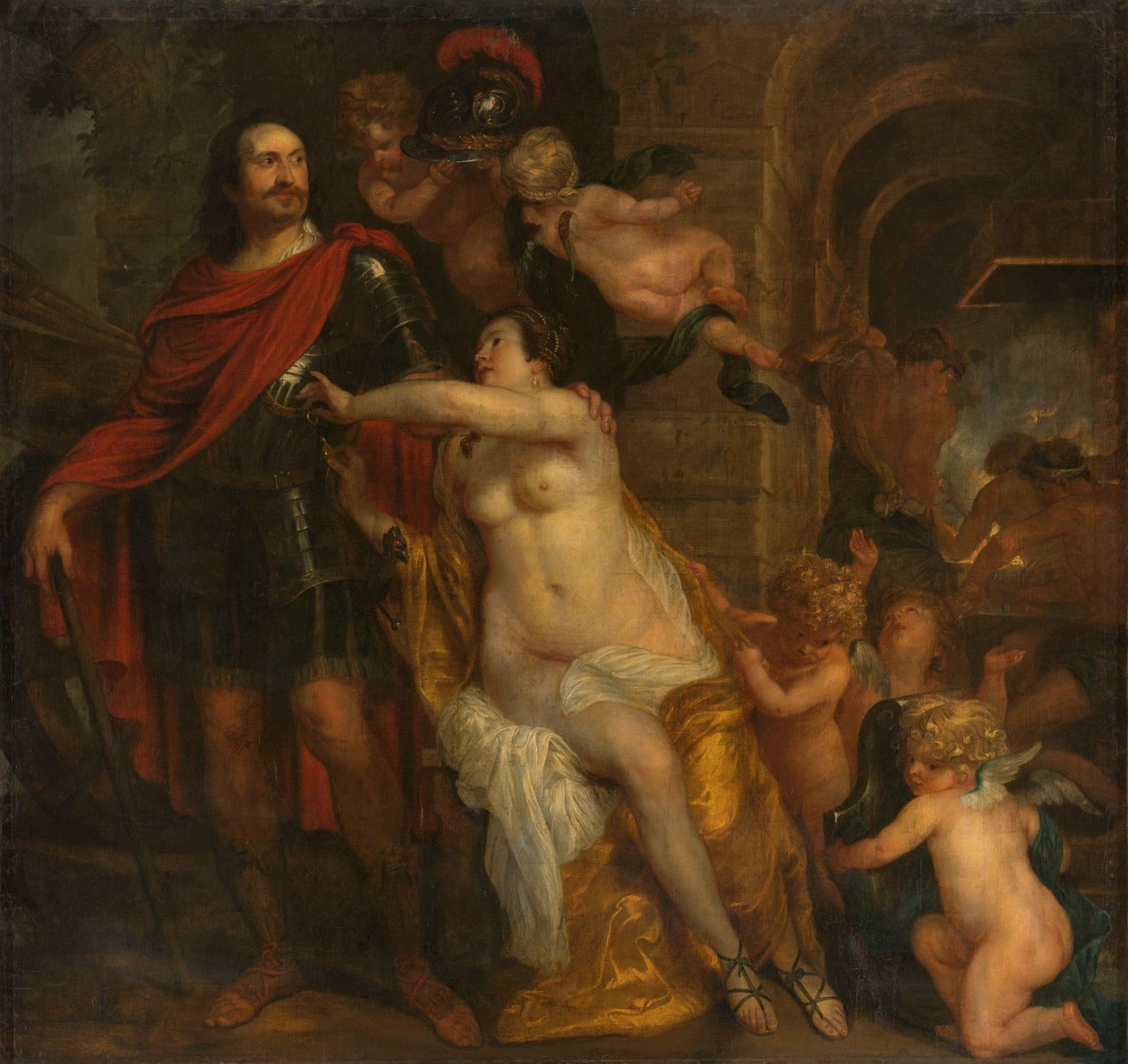 Venus rüstet einen Krieger, möglicherweise Johan Maurits in der Schmiede des Vulkan von Thomas Willeboirts Bosschaert