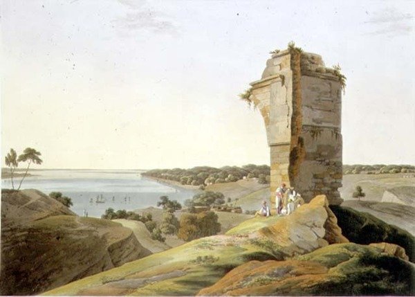 Blick von den Ruinen des Forts von Currah am Fluss Ganges, Tafel XXI aus Teil 4 von 