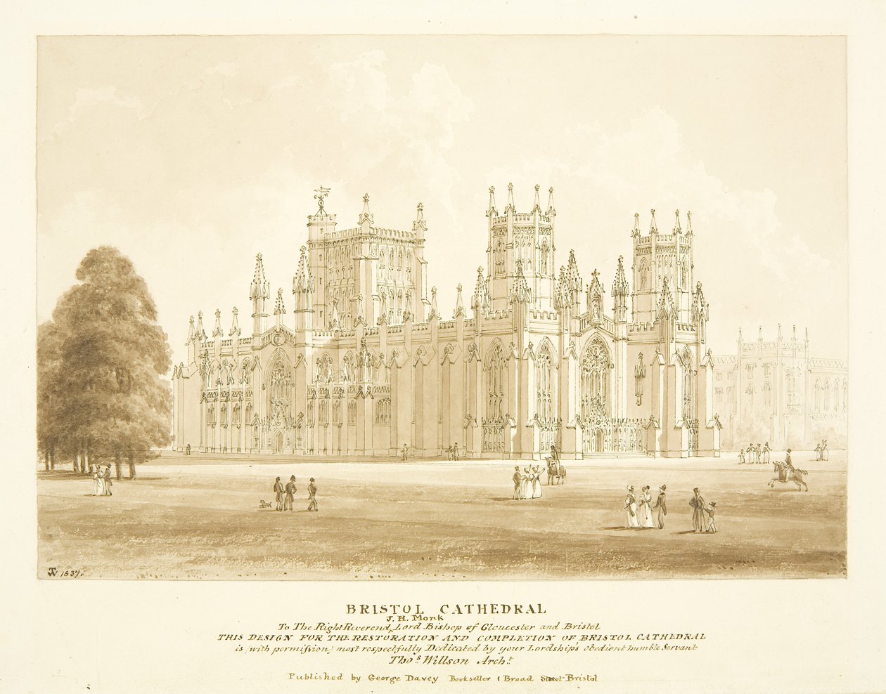 Entwurf für die Restaurierung und Fertigstellung der Kathedrale von Bristol von Thomas Willson