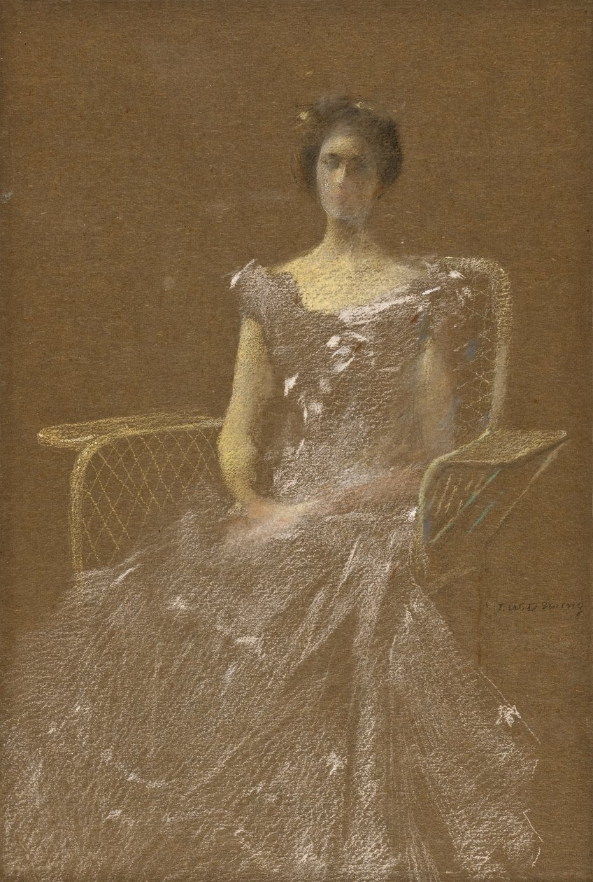 Dame im Rattansessel von Thomas Wilmer Dewing