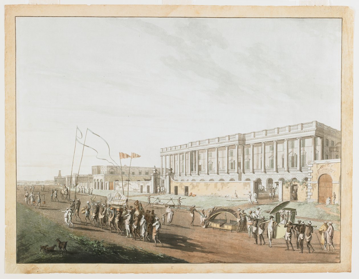 Das Neue Gerichtsgebäude und Chandpam Ghaut aus den Ansichten von Kalkutta von Thomas und William Daniell