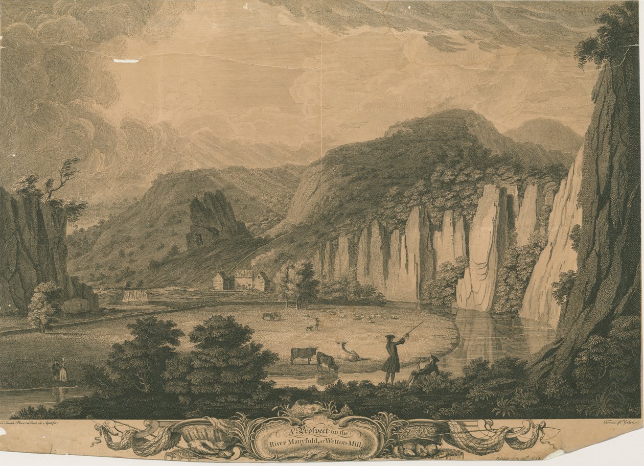 Wetton Mill: Gravur, nd [ca. 1743] von Thomas of Derby (after) Smith