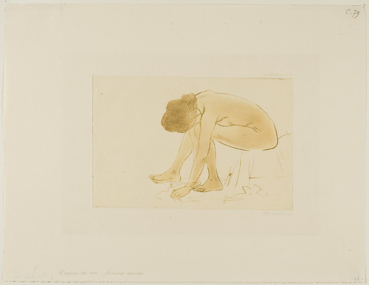 Sitzende Frau, die ihre Füße abwischt von Théophile Alexandre Pierre Steinlen