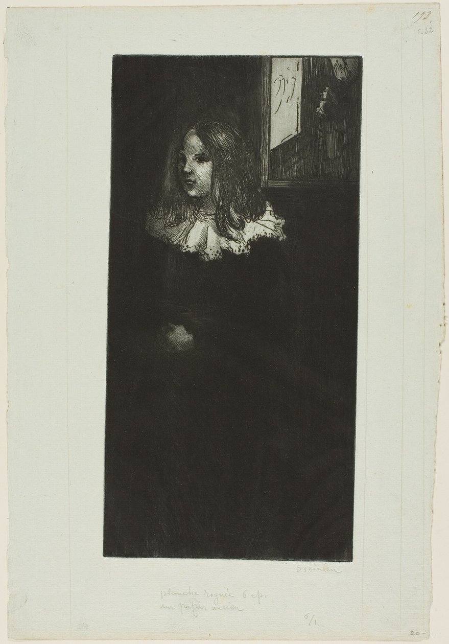 Junges Mädchen mit weißem Kragen von Théophile Alexandre Pierre Steinlen