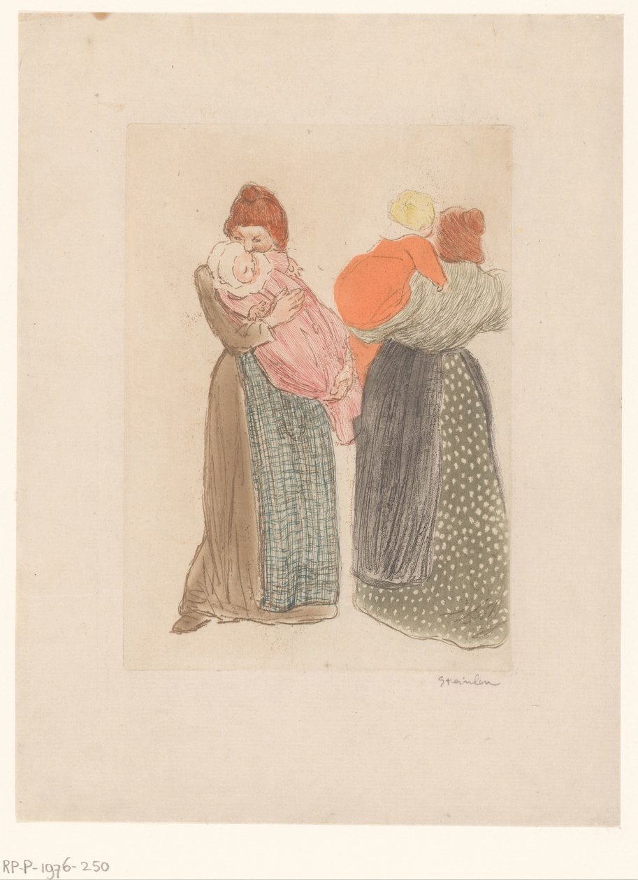 Zwei Mütter mit Kindern von Théophile Alexandre Steinlen (signed by artist)
