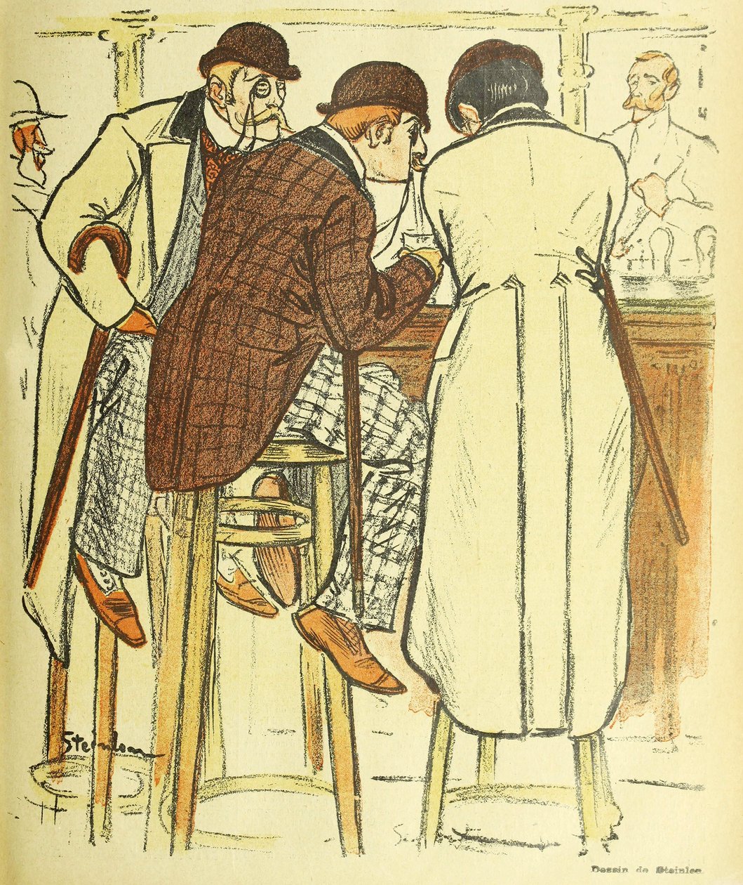 An der Bar, aus Gil Blas Illustre, veröffentlicht 1899, Farblithographie, 1899 von Théophile Alexandre Steinlen