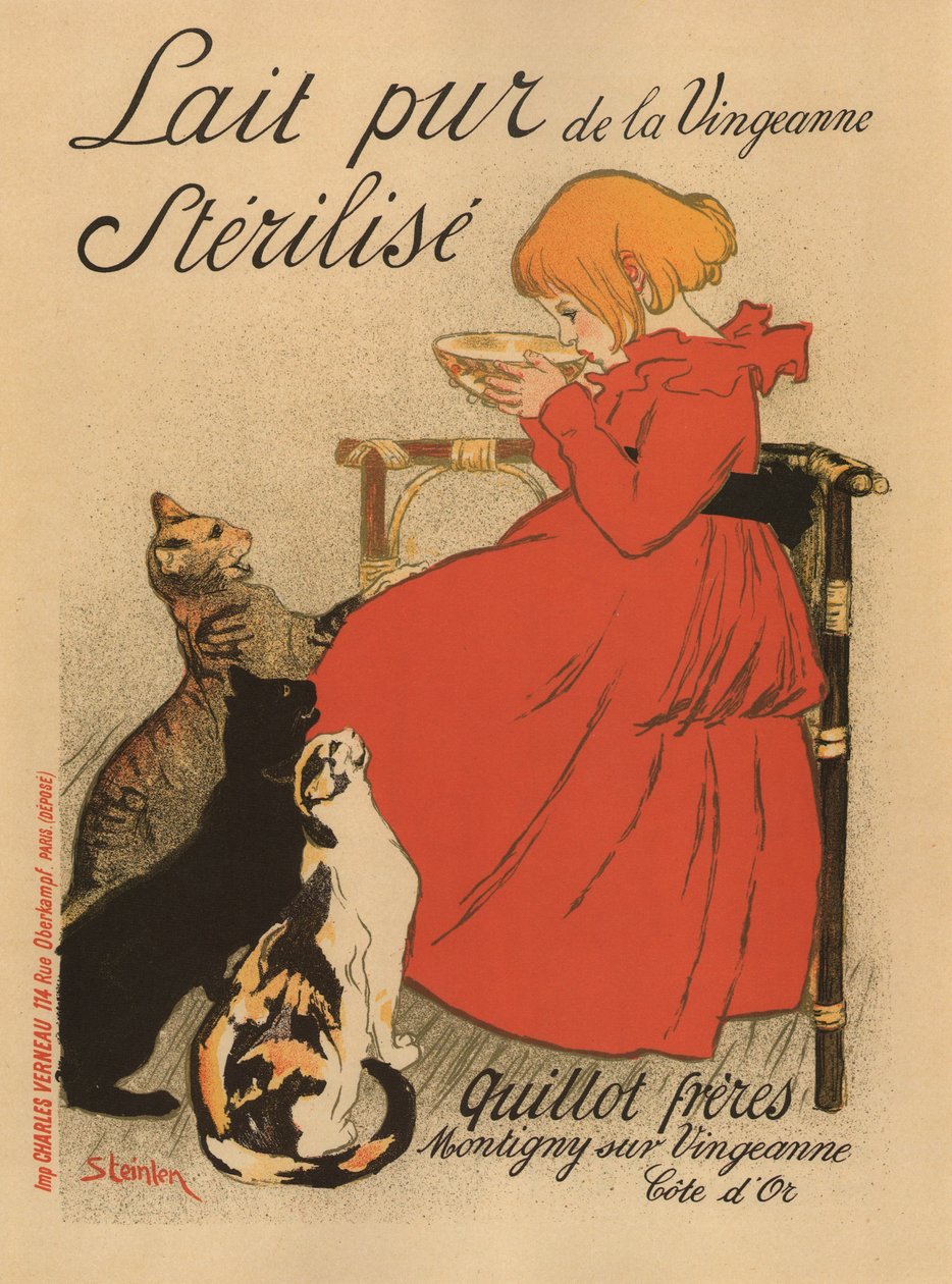 Lait pur stérilisé de la Vingeanne Poster, 1890er Jahre von Théophile Alexandre Steinlen