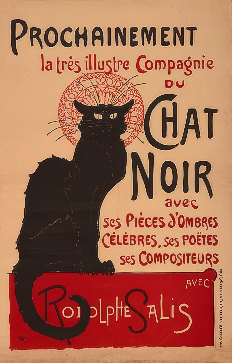 Prochainement la très illustre Compagnie du Chat Noir mit Rodolphe Salis (2. Fassung) von Théophile Alexandre Steinlen