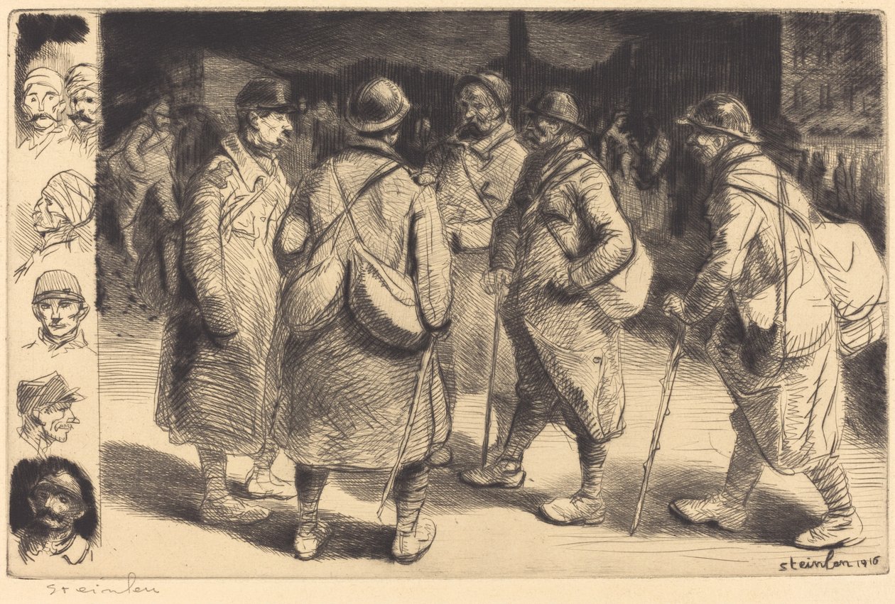 Soldaten im Urlaub - Nachtszene Permissionnaires - Effet de Nuit, 1916 von Théophile Alexandre Steinlen