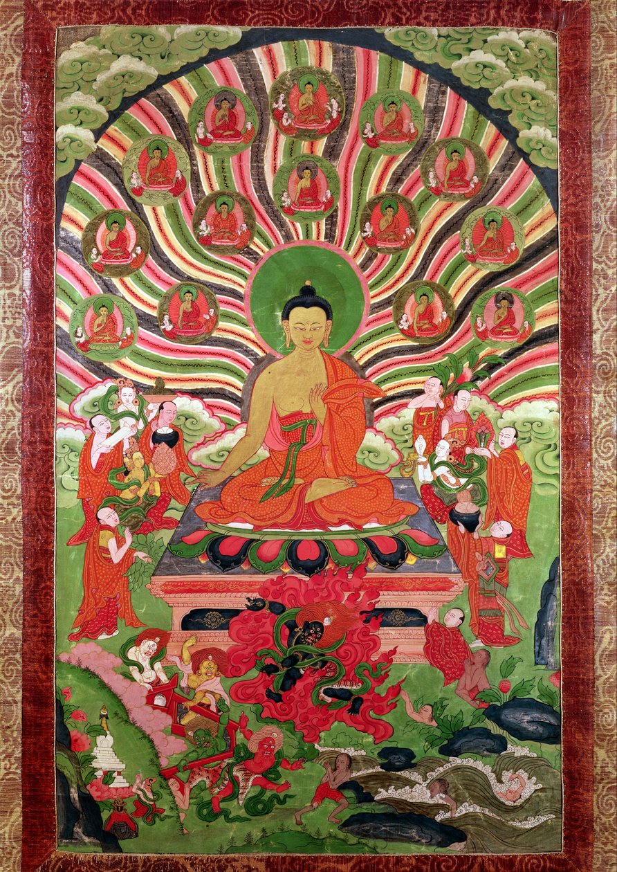 Szenen aus dem Leben Buddhas von Tibetan School