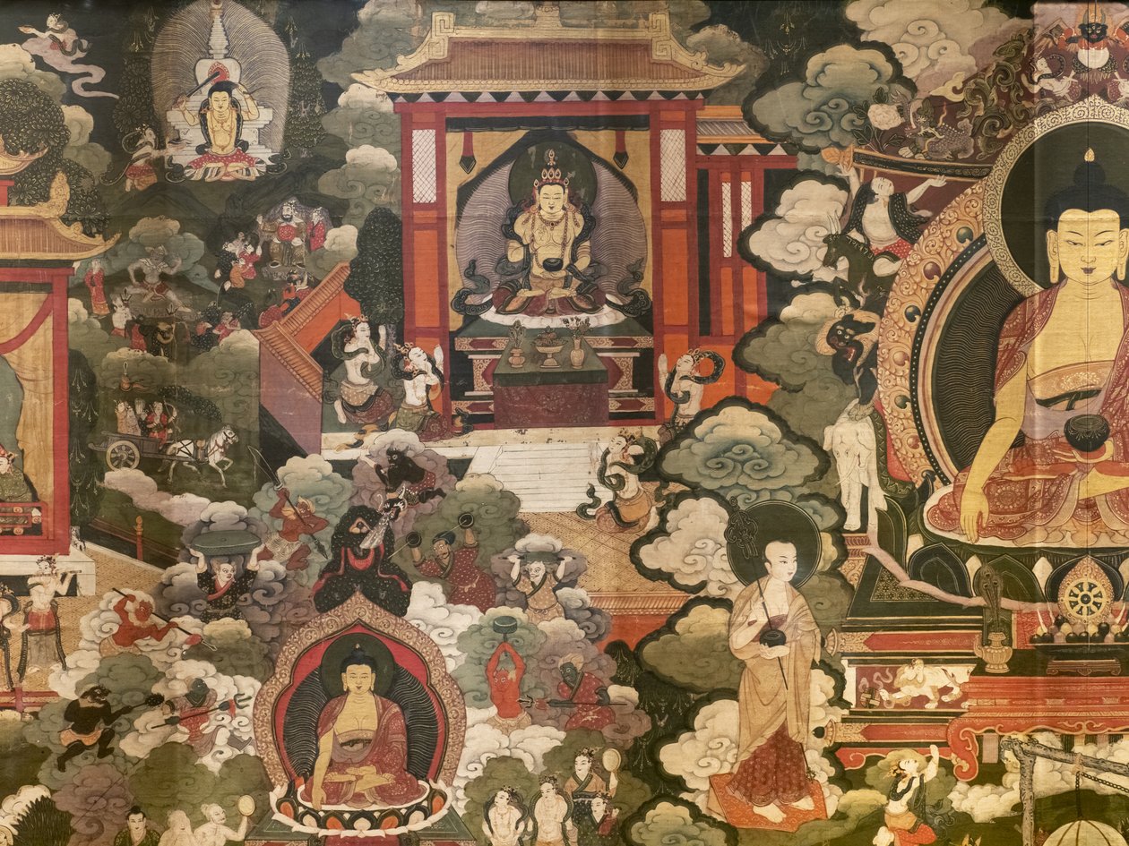 Szenen aus dem Leben des Buddha Shakyamuni von Tibetan School
