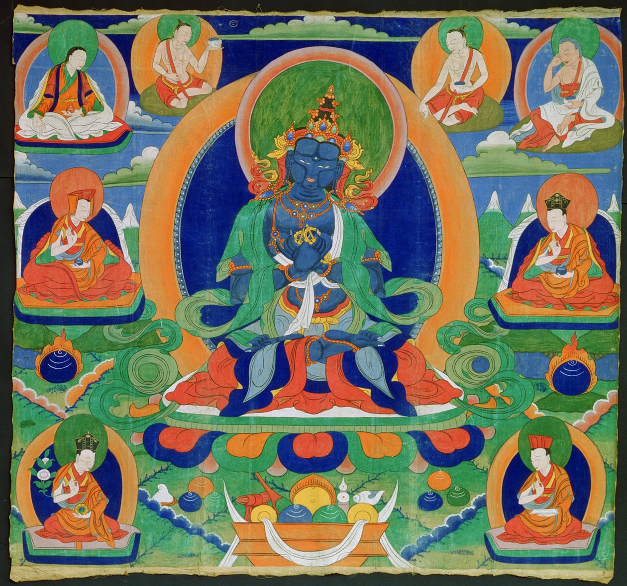 Thangka-Malerei, die den Adibuddha Vajradhara (Do rje chang) darstellt, tibetisch, 19. Jahrhundert von Tibetan School