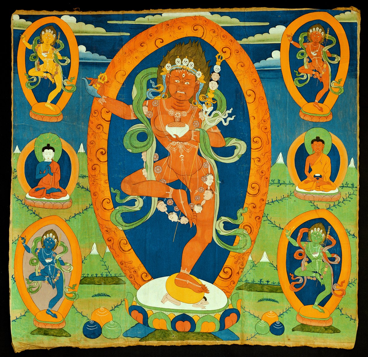 Thangka-Malerei, die die Dakini Vajravarahi (Do rje pag mo) darstellt, tibetisch, 19. Jahrhundert von Tibetan School