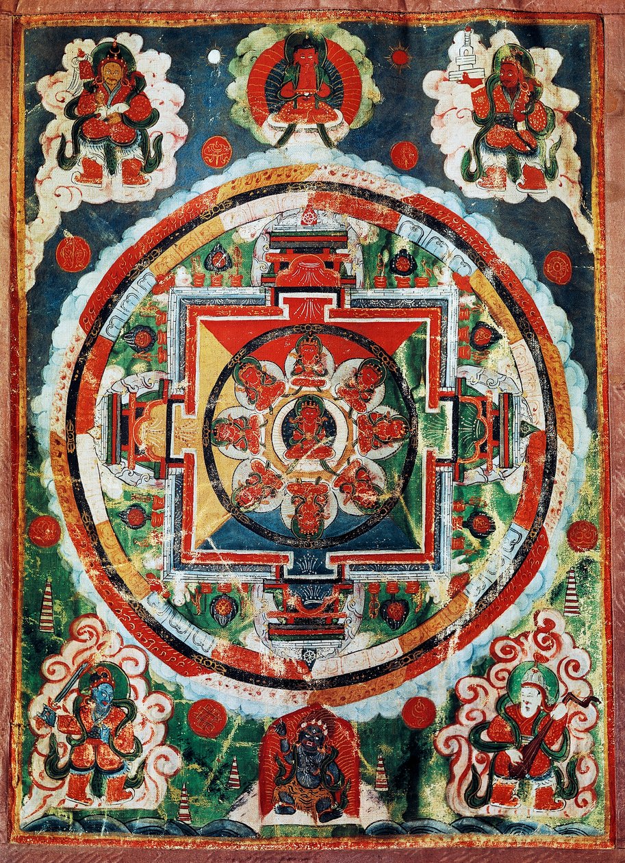 Tibetisches Mandala, bekannt als die Vier Himmlischen Könige von Tibetan School