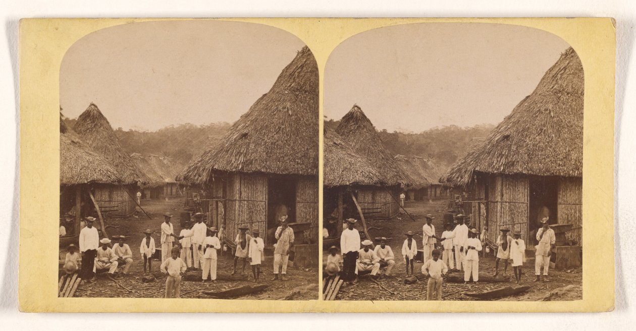 [Einheimische Dorfhütten mit Einheimischen, Darien-Expedition] von Timothy H. O