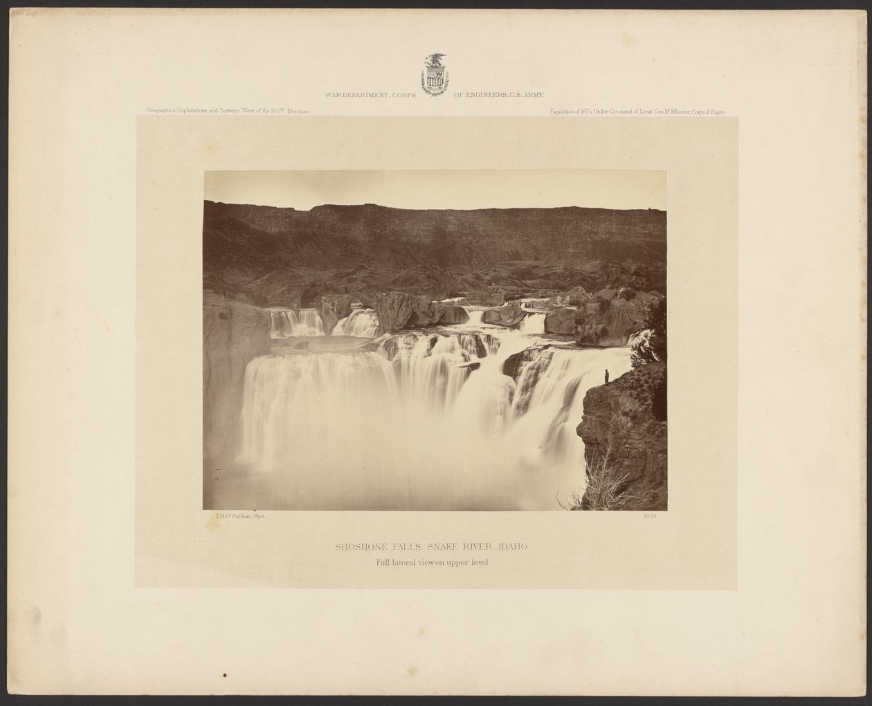 Shoshone Falls, Snake River, Idaho, vollständige Seitenansicht auf der oberen Ebene von Timothy H. OSullivan