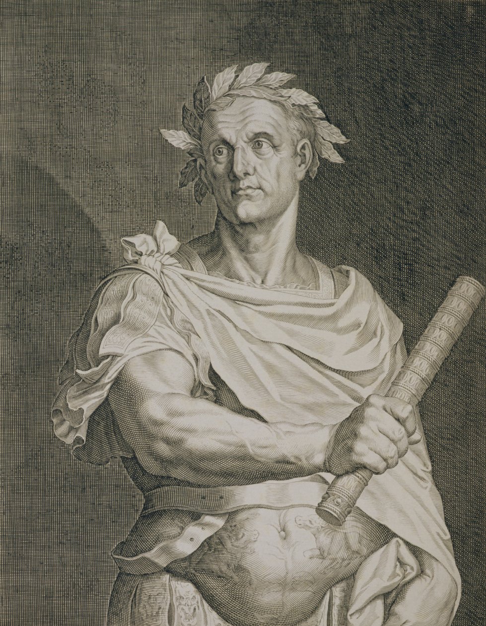 C. Julius Caesar (100-44 v. Chr.) Kaiser von Rom, graviert von Aegidius Sadeler (1570-1629) von Tiziano Vecelli