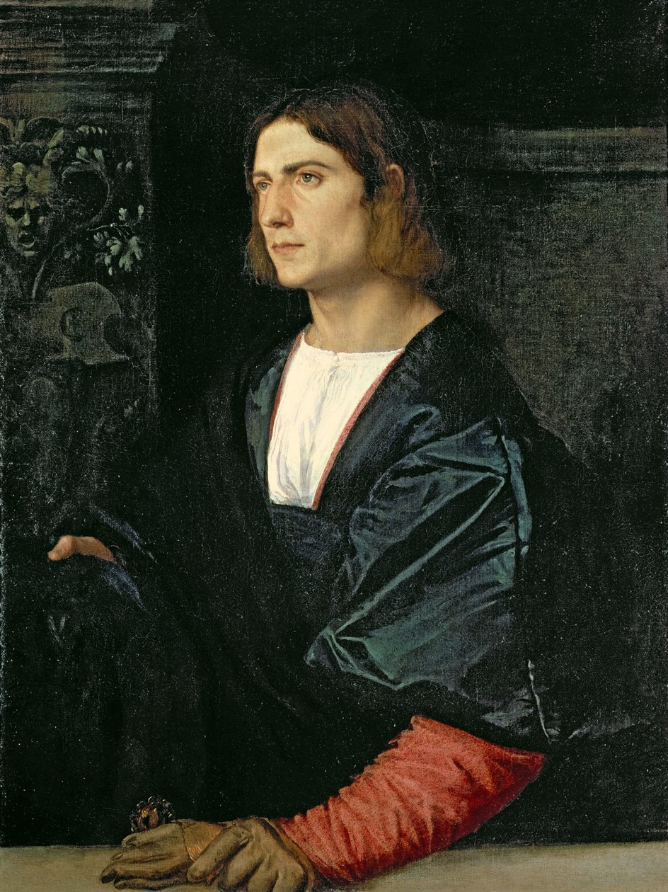 Junger Mann mit Mütze und Handschuhen, um 1515 von Tiziano Vecelli